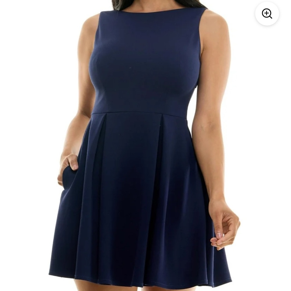 Navy Blue Mini Skater Dress